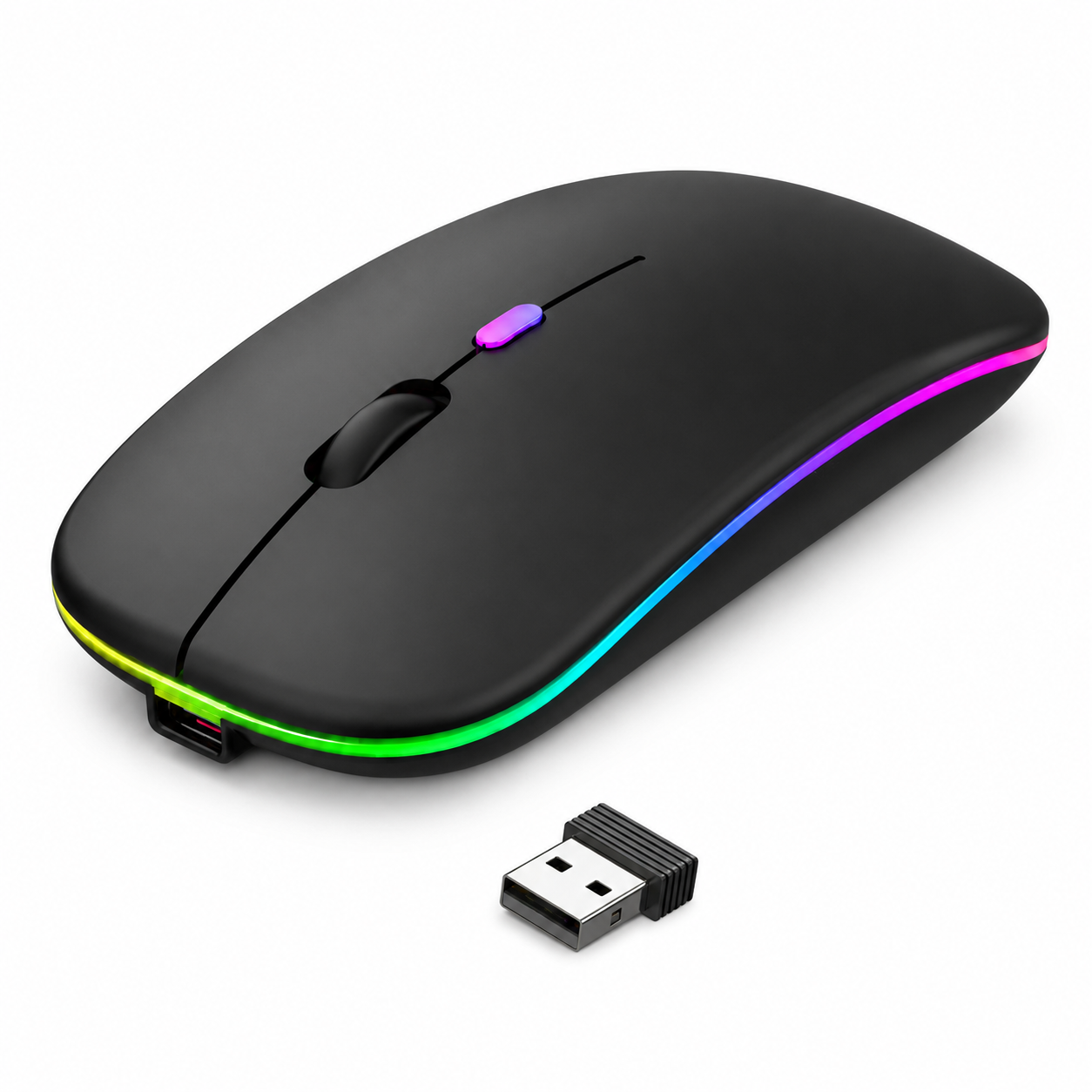 Mouse Inalámbrico Dual Bluetooth + USB 2G Recargable RGB BK