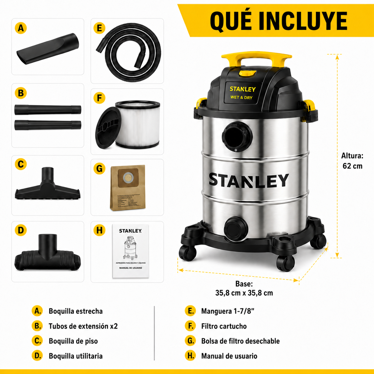 Aspiradora Profesional Stanley 30LT Polvo & Agua SL19117