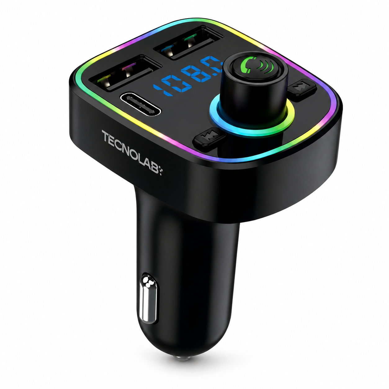 Transmisor FM Bluetooth + Puerto Quick Charge 20W 12/24V RGB