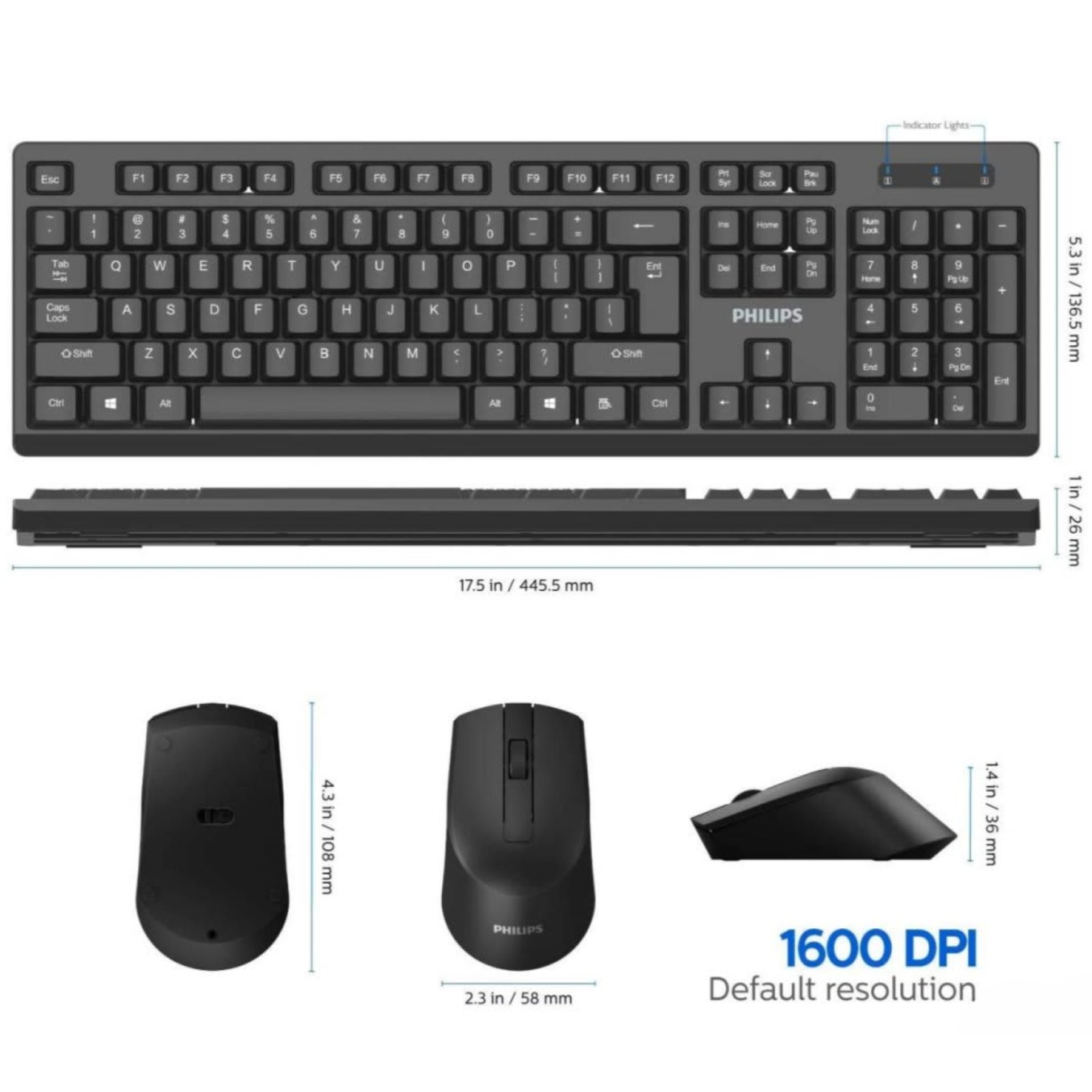 Mouse y Teclado Inalámbrico Philips Quiet Edition USB 2.4Ghz