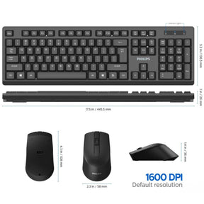Mouse y Teclado Inalámbrico Philips Quiet Edition USB 2.4Ghz