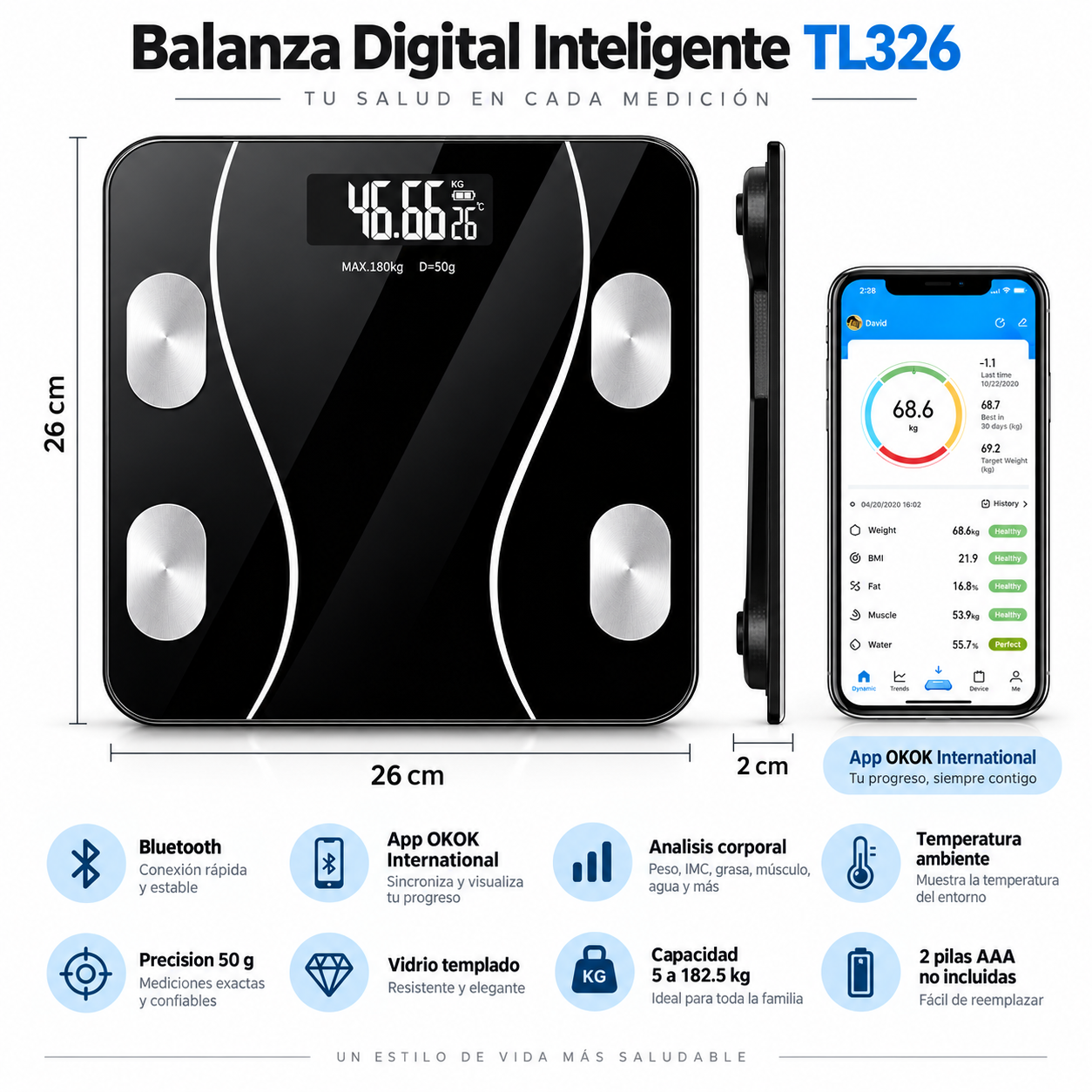 Balanza Digital Inteligente Multifuncional de Personas TL326