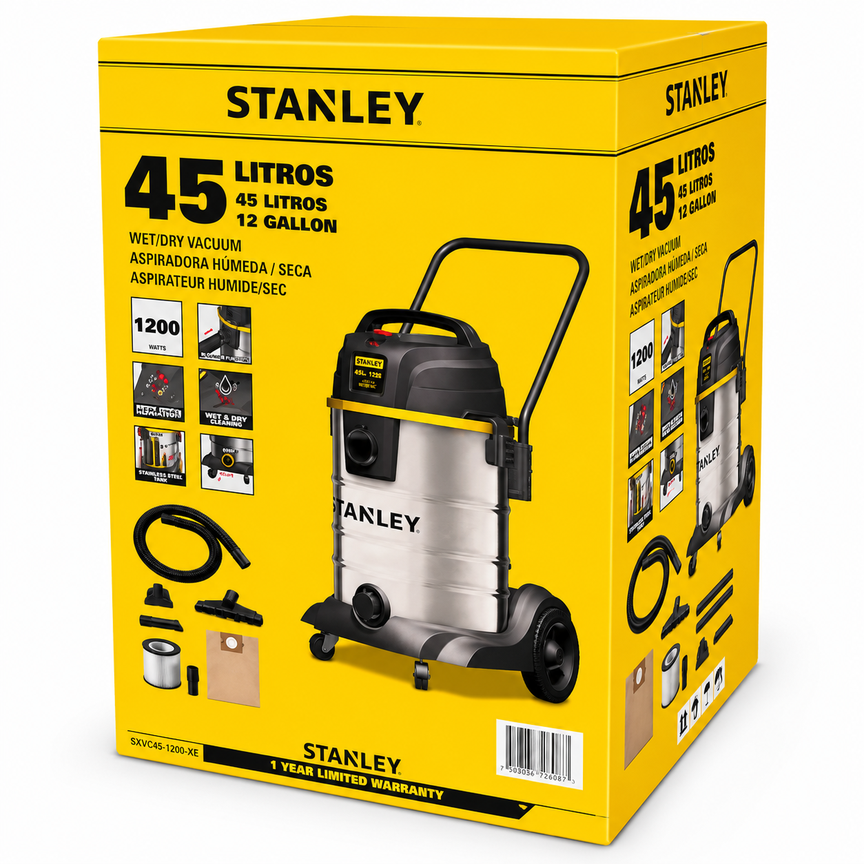Aspiradora Profesional Stanley FATMAX Wet & Dry 45L