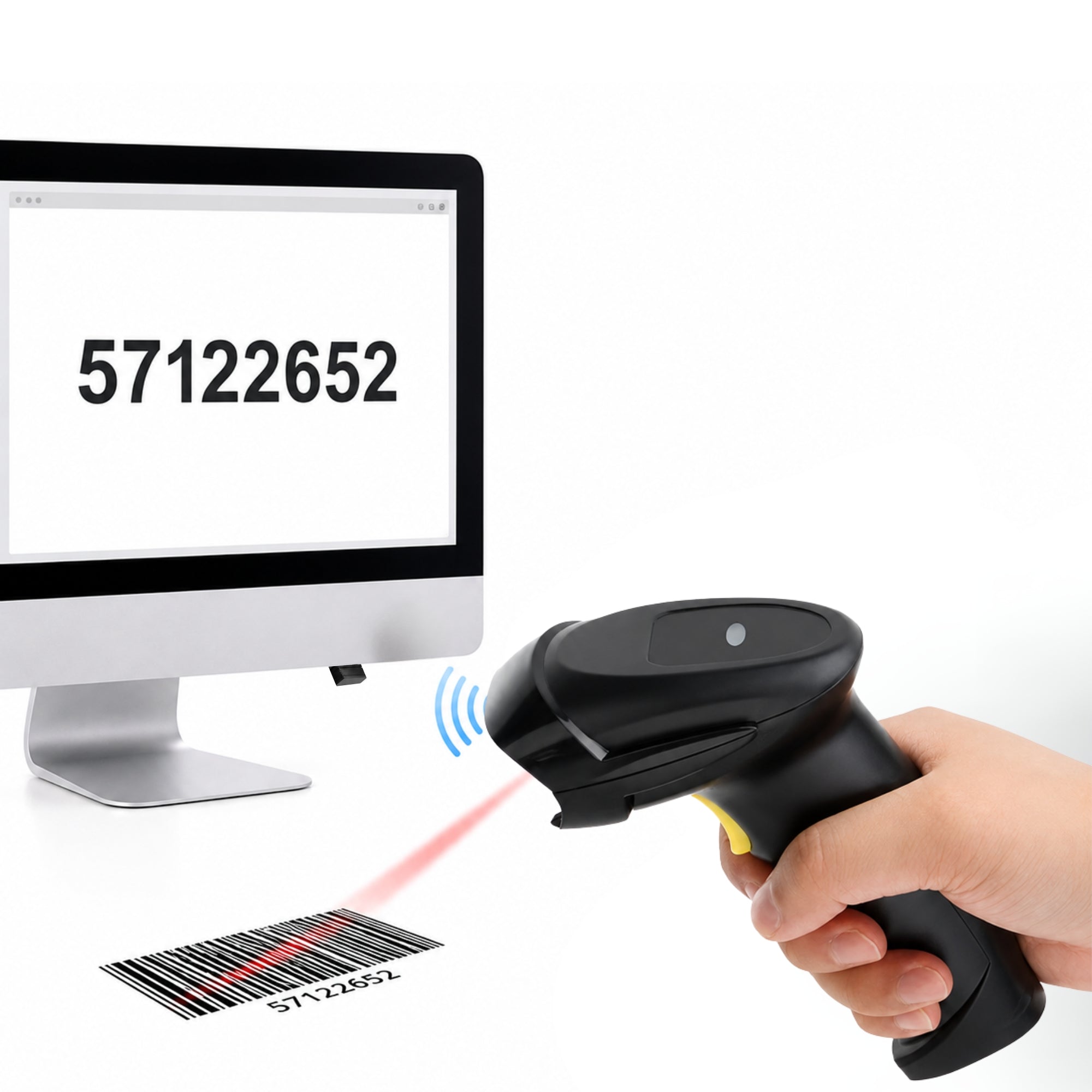 Lector de Códigos de Barra Inalámbrico CCD 2.4G Recargable