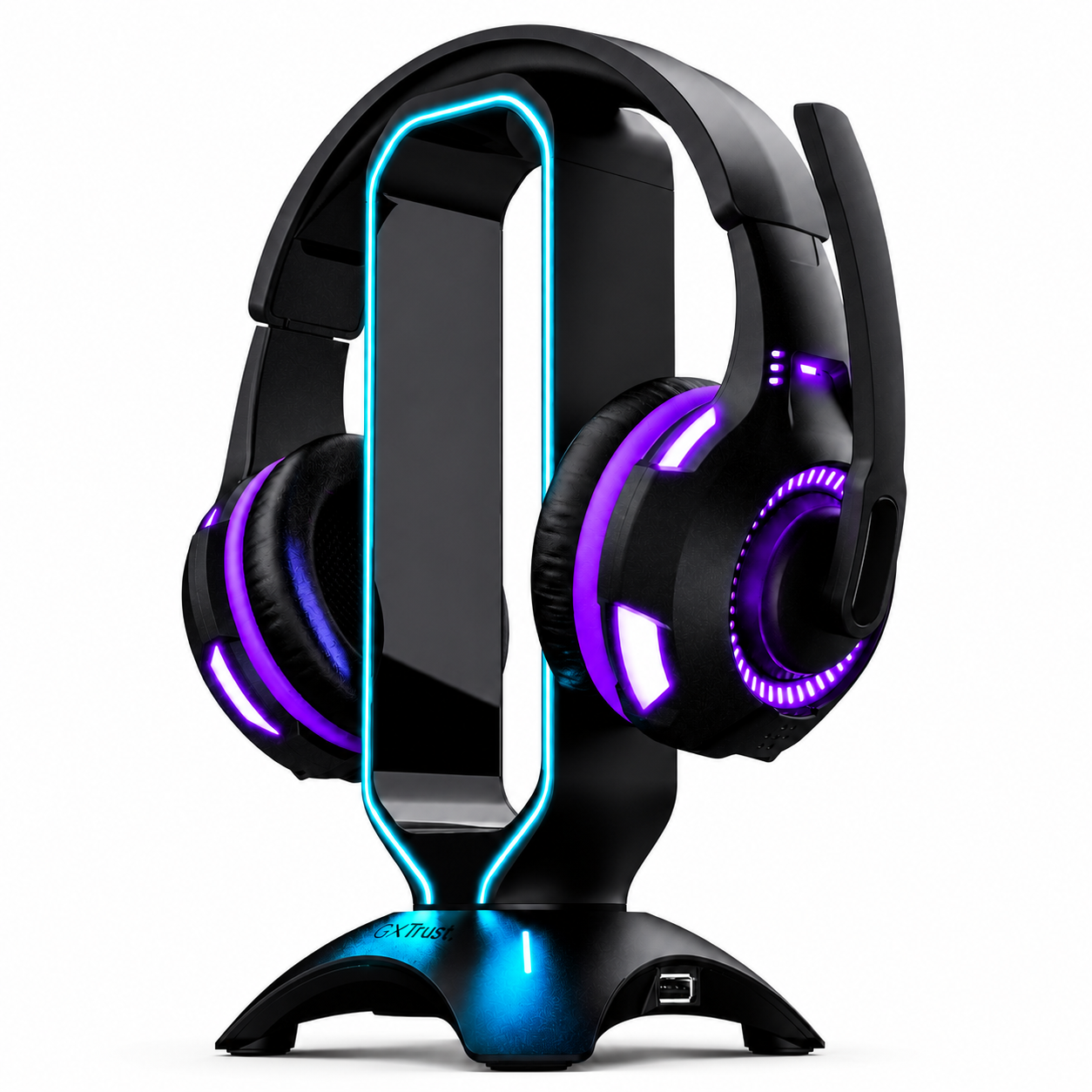 Soporte Stand Gamer RGB para Audífonos Trust Gxt 265 + HUB