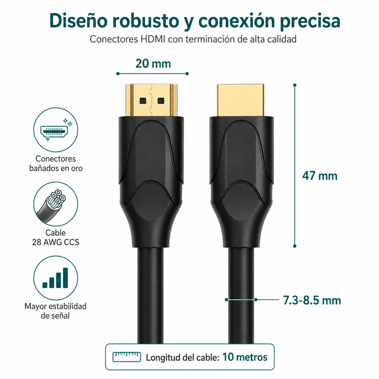 Cable HDMI 4K Profesional 10MT  Ultra HD Versión HDMI 2.0