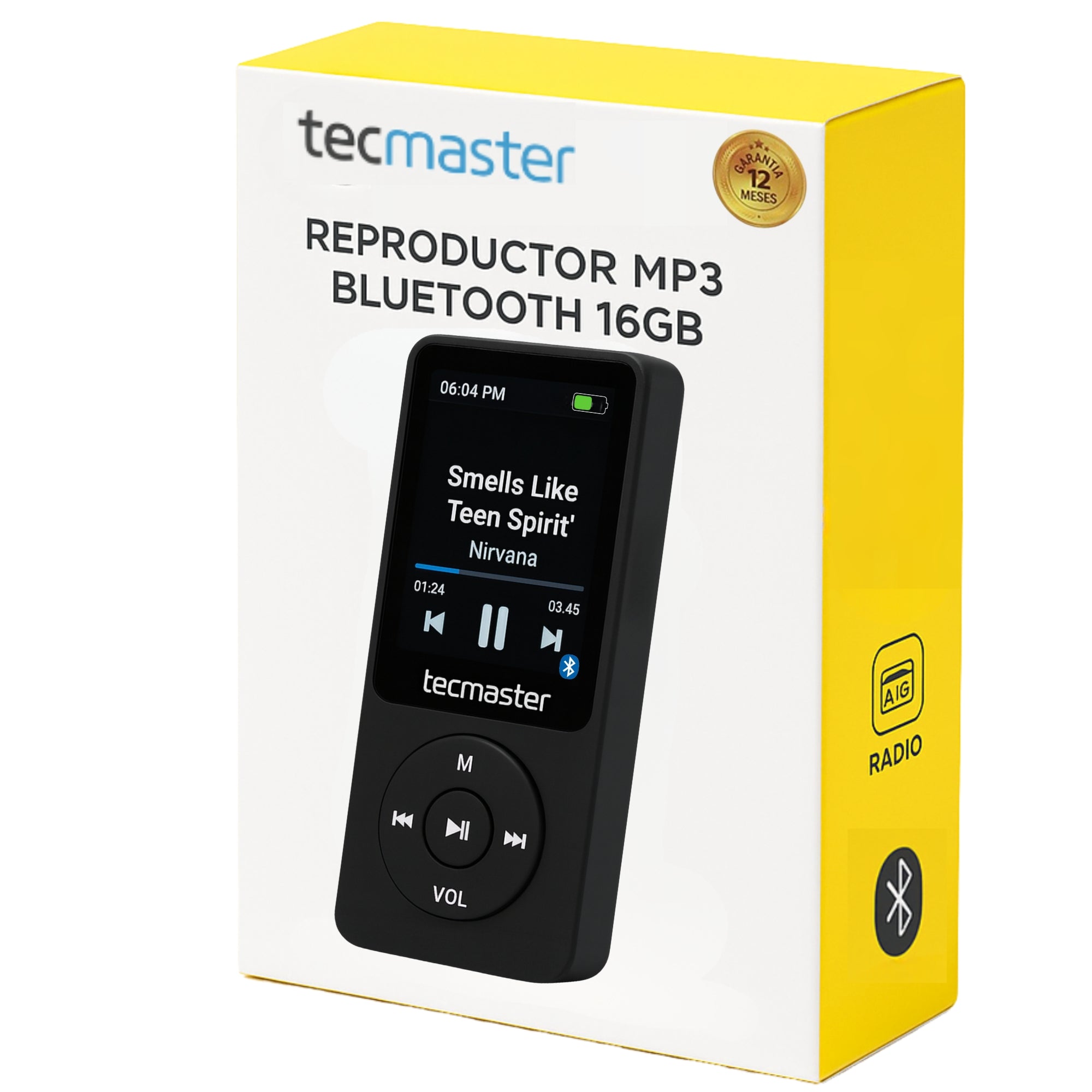 Reproductor MP3 16GB Bluetooth 5.0 Tecmaster TM-300523 Negro