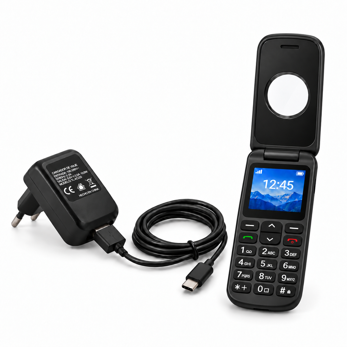 Celular Adulto Mayor 4G Tipo Almeja Liberado Botón SOS Negro