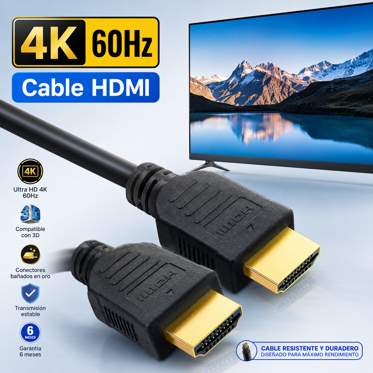 Cable HDMI 4K 1.8M Ultra HD Versión 2.0 3D HDTV Ulink 150163