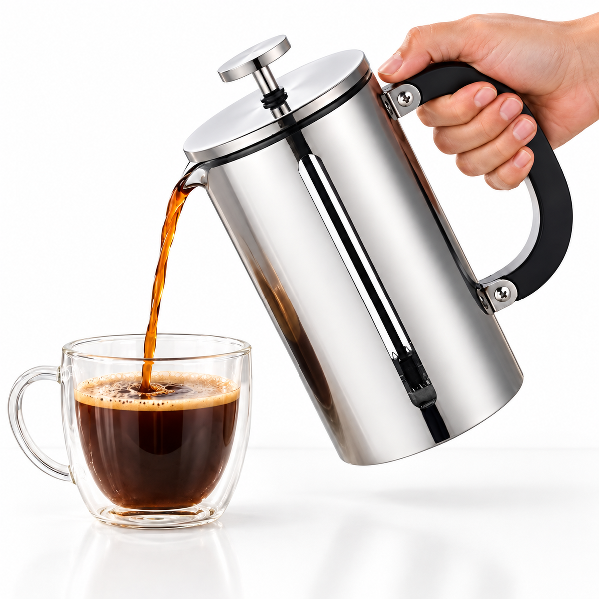 Cafetera Francesa Premium de Acero Inoxidable Cuiscent 1LT