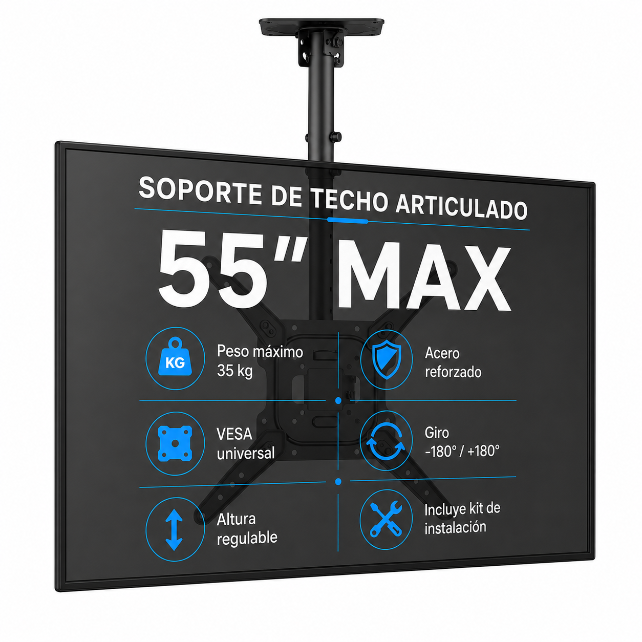 Soporte de TV de 32" a 55" para Techo de Acero Reforzado K89