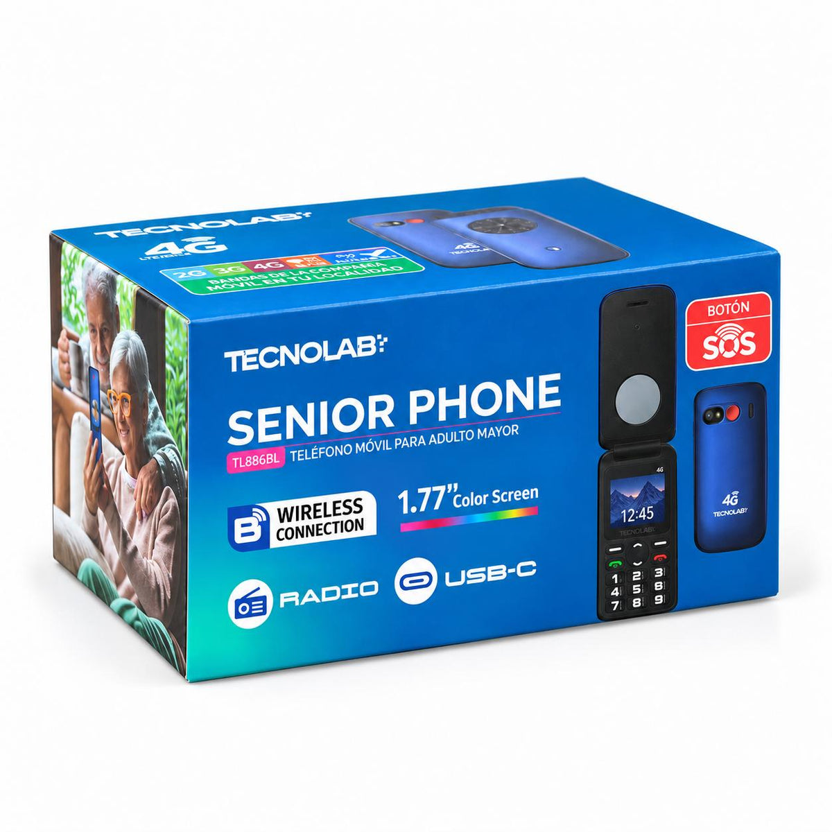 Celular Adulto Mayor 4G Tipo Almeja Liberado Botón SOS Negro