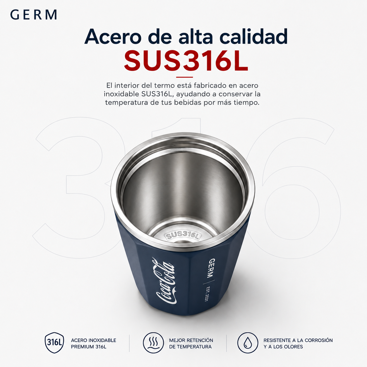 Vaso Termico MUG Germ Coca-Cola Acero Inoxidable 390ML Navy