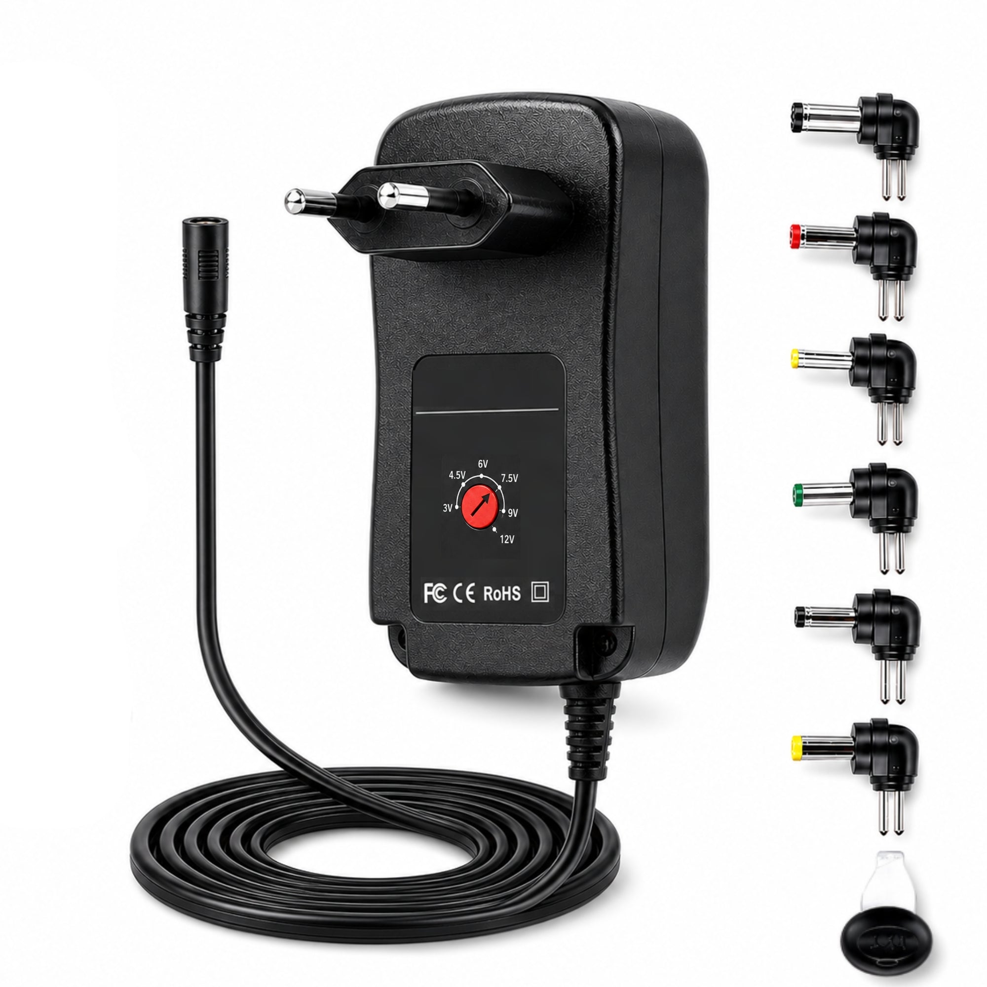 Transformador 12V Regulables 1.2A / 15W + 6 Plug Universales