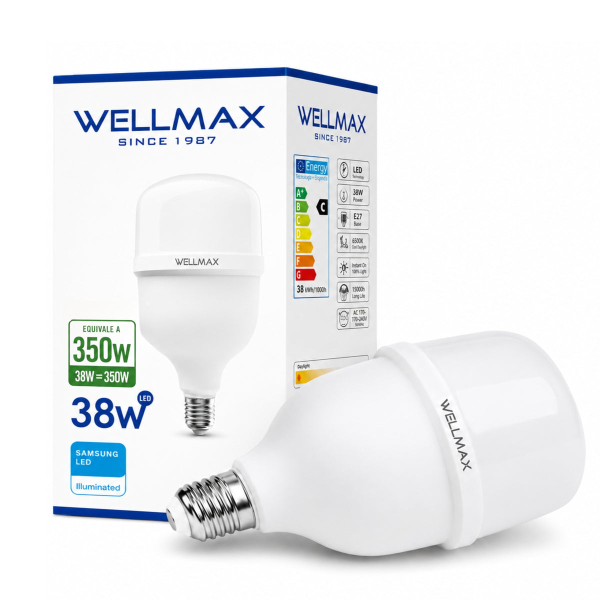 Ampolleta LED Wellmax 38W High Power Professional Line T115 - Blanco / Tamaño Único