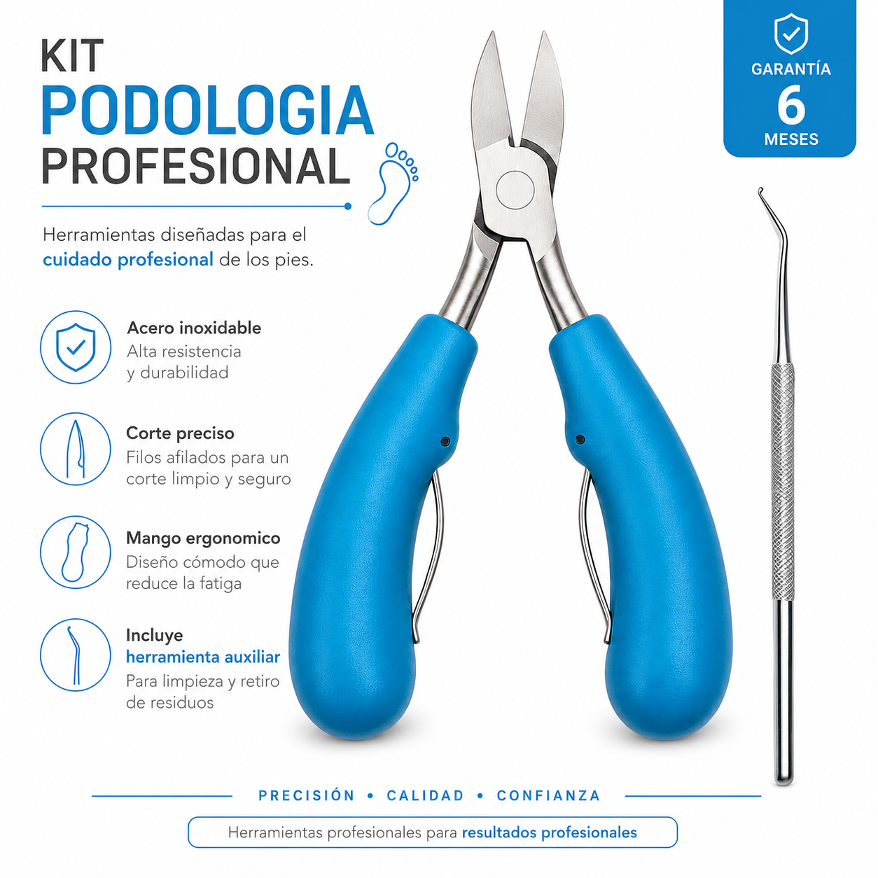 Kit Podología Profesional Acero Inoxidable Quirúrgico DM-022