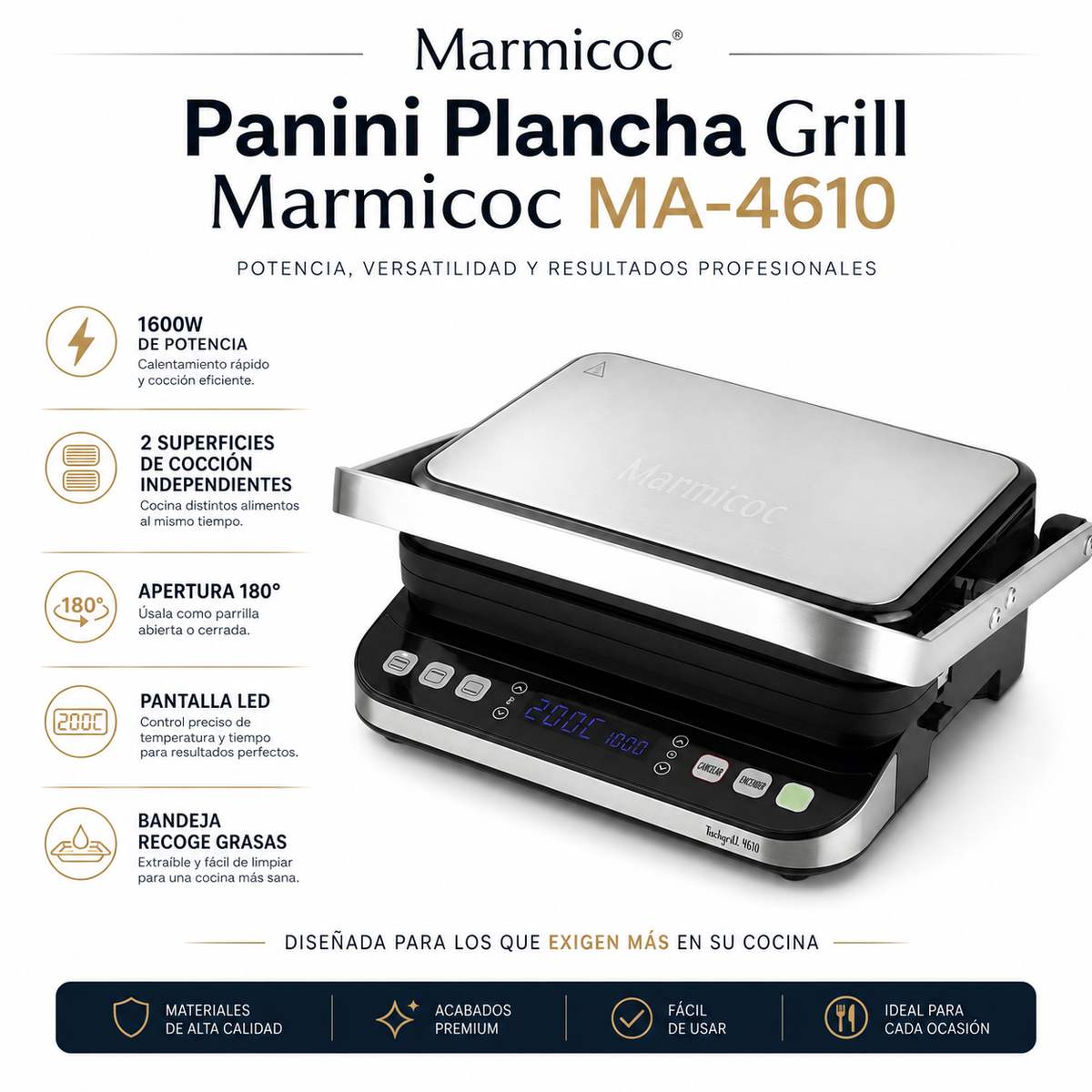 Panini Grill Profesional Marmicoc 4610 INOX Display Digital