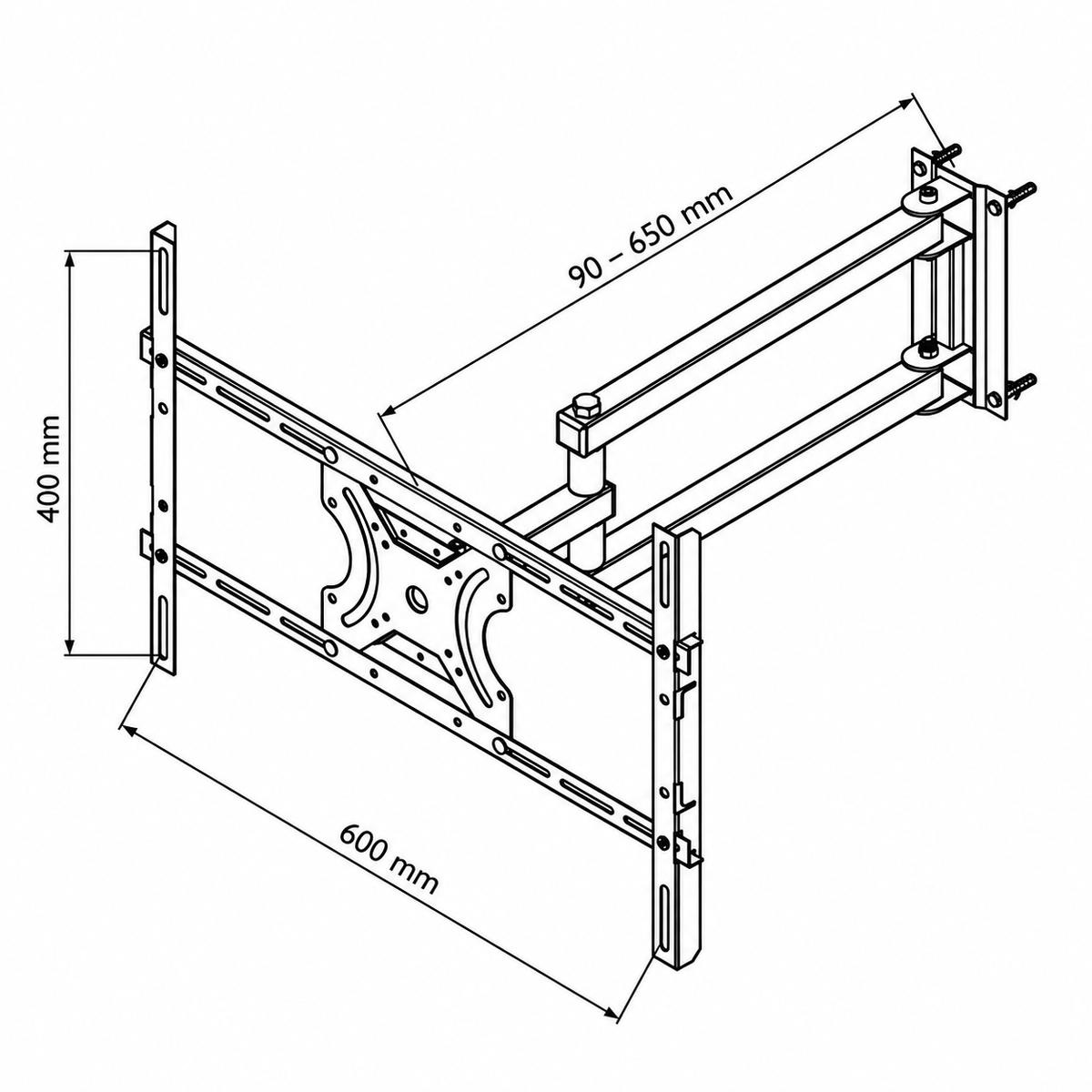 Soporte de TV con Brazo de 65CM para 70" Max Acero Reforzado