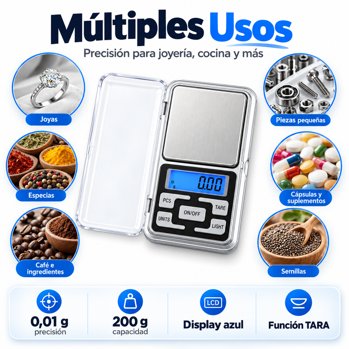 Pesa Gramera De Alta Precisión 200 Gramos WS32S Pro