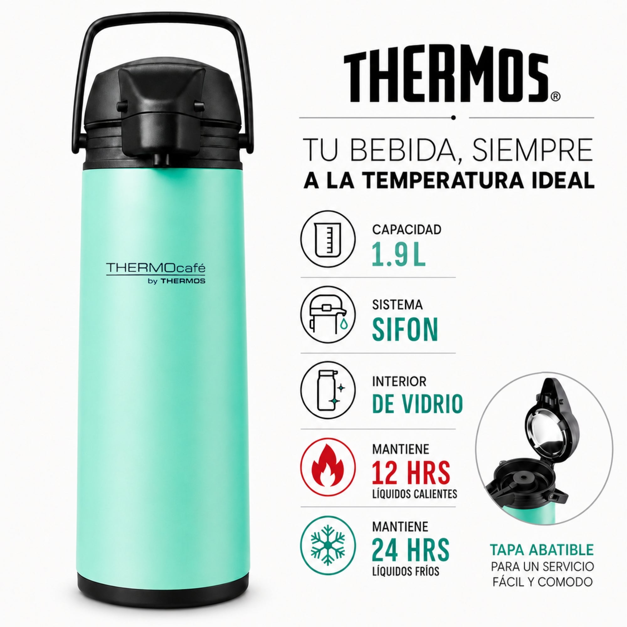 Termo Sifón de Líquidos Jado 1.9L Thermos 12H HOT & 24H Cold