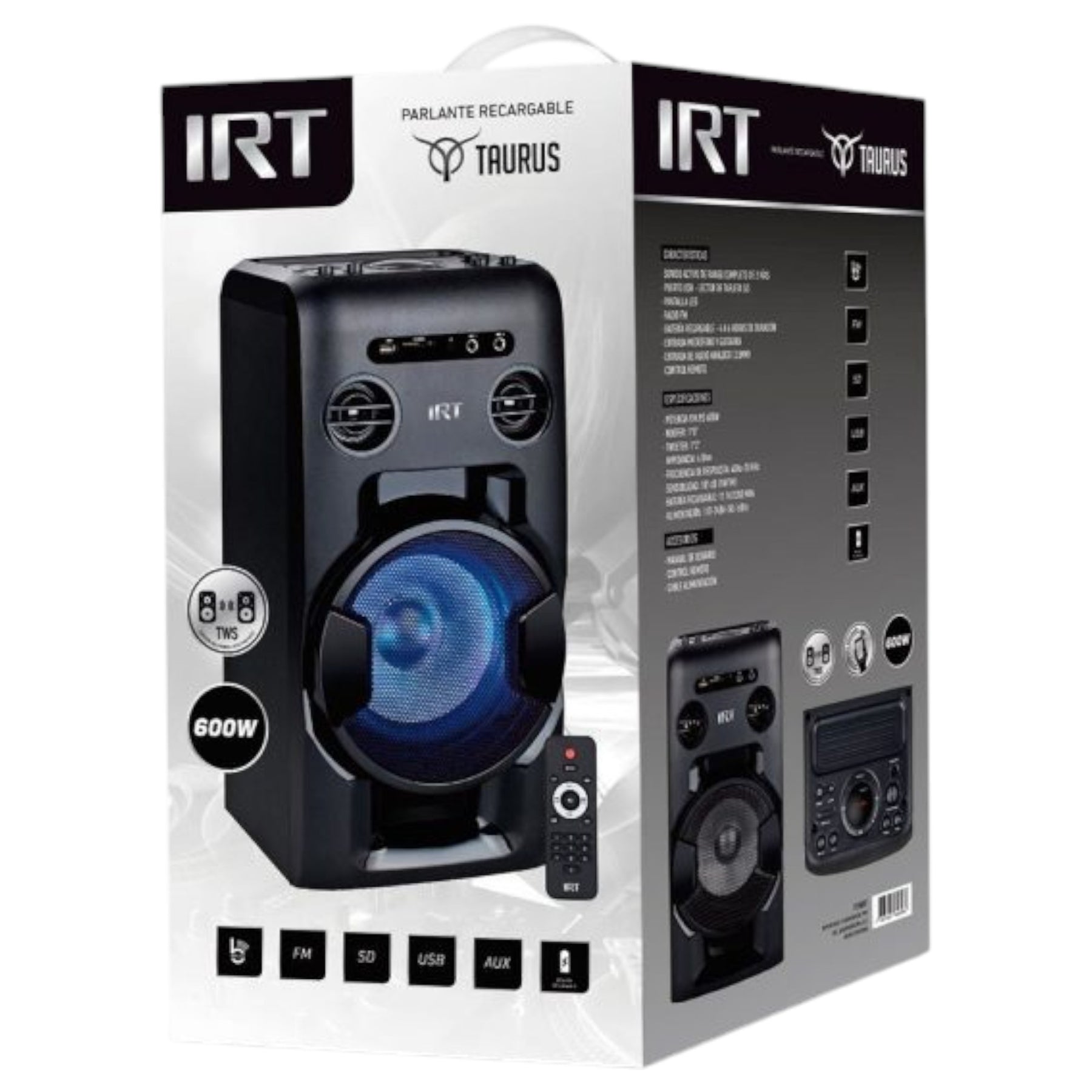 Parlante Portatil IRT Taurus Pro TWS Retro Iluminado 25W RMS