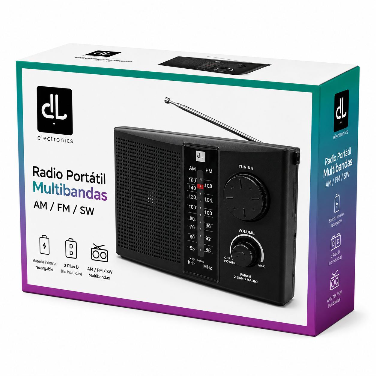 Radio Portatíl Recargable y a Pilas Multibandas AM/FM / SW