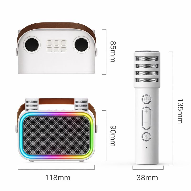 Parlante Karaoke de Niños + 2 Micrófonos Inalámbricos Blanco My Lil Dual Voice RGB