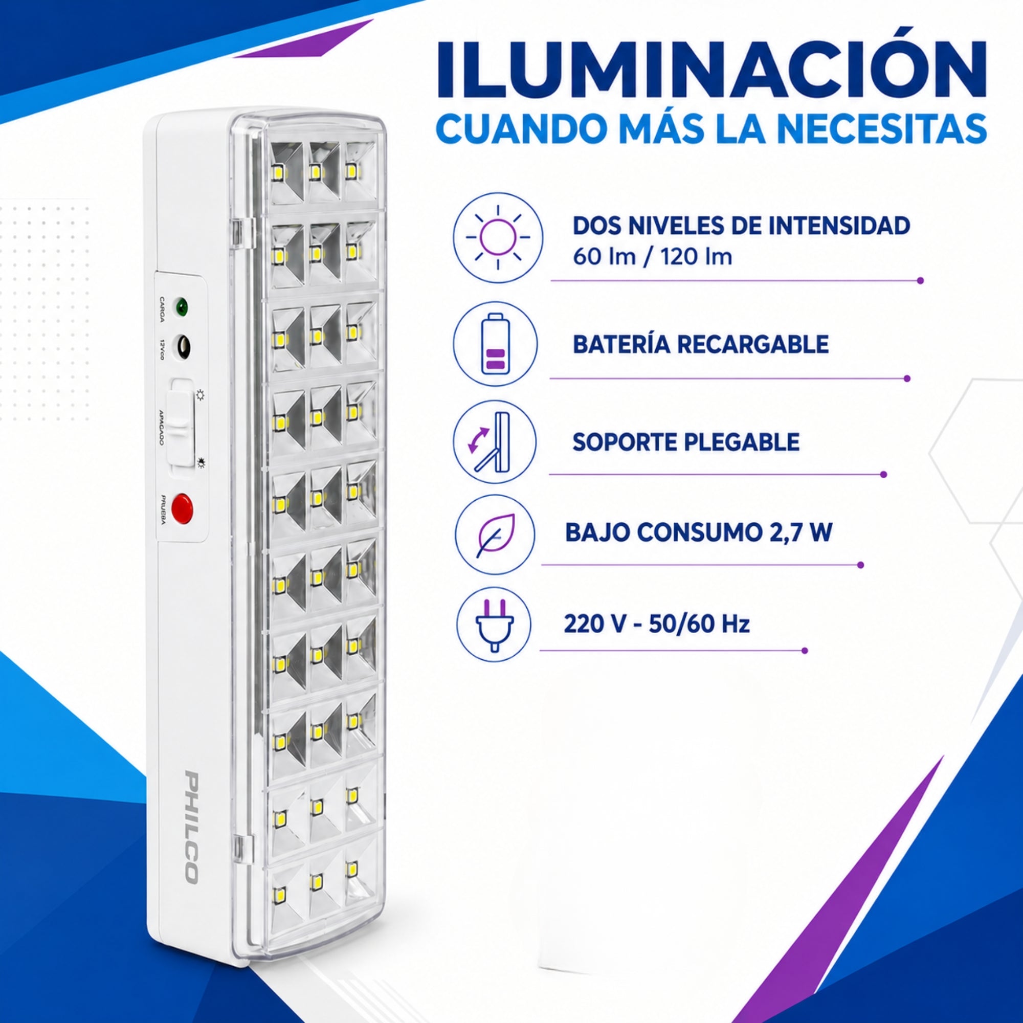 Lampara LED de Emergencia Recargable Multipropósito SEC L446