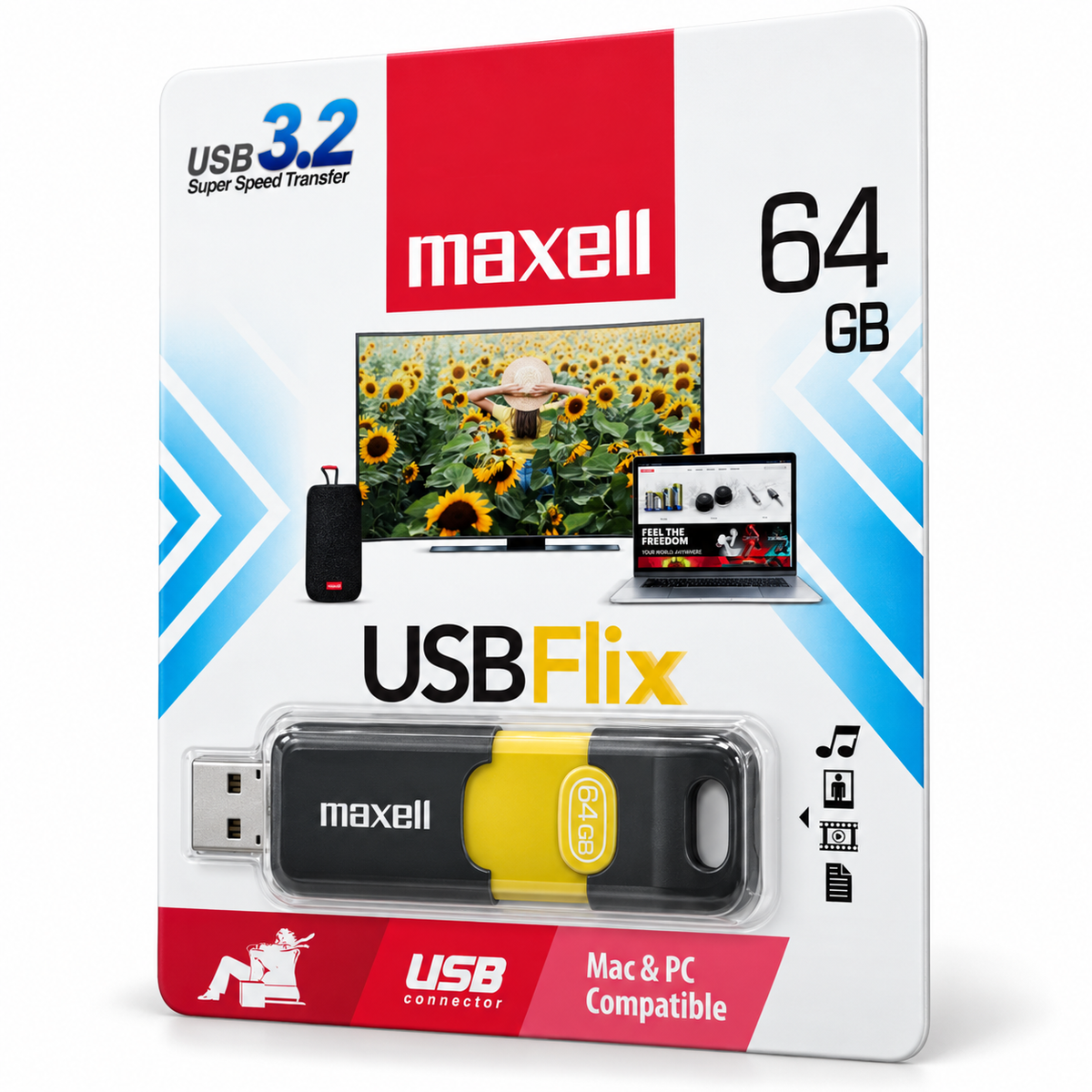 Pendrive Maxell Flix 64GB USB 3.2 High Speed