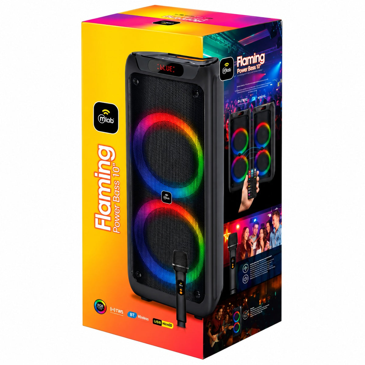 Parlante Karaoke 10" Mlab Flaming Power Bass MicWireless 75W