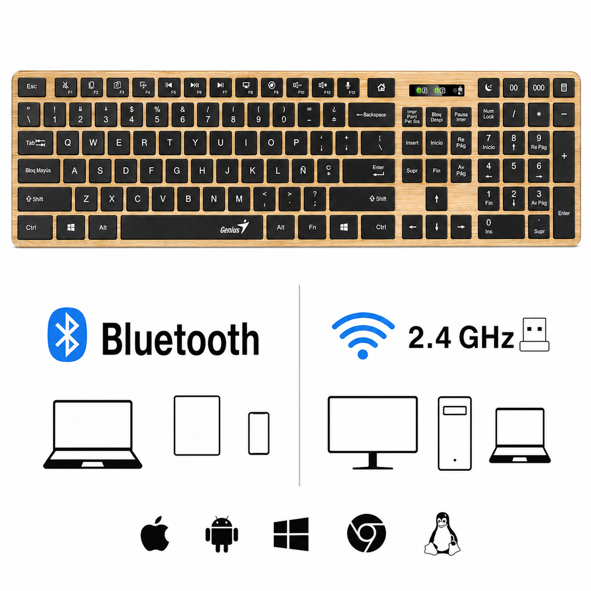 Teclado Dual Wireless Bluetooth + USB 2G Slimstar Copilot AI