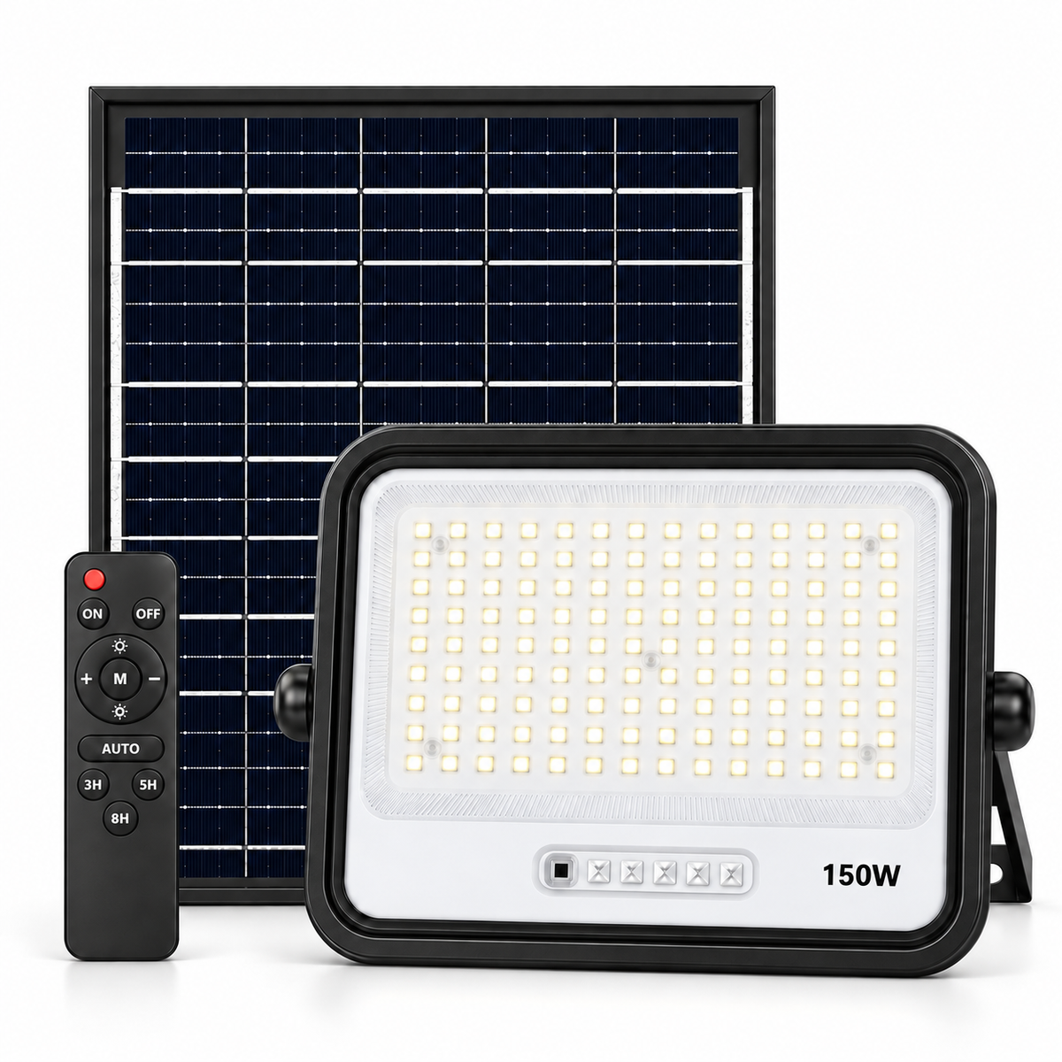 Proyector LED 150W con Panel Solar Independiente + Cable 5MT