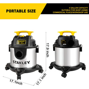 Aspiradora y Sopladora Stanley Inox 15LT 1300W Seco y Húmedo