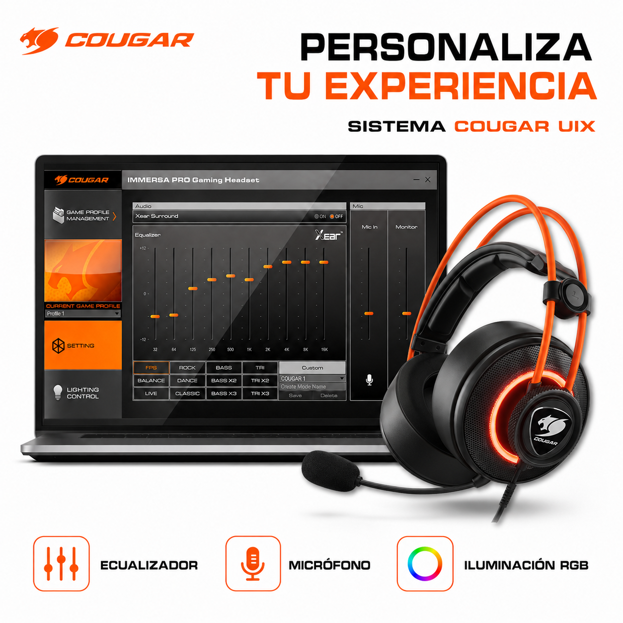 Audifono Cougar Immersa Pro Prix RGB USB 7.1 Multiplataforma
