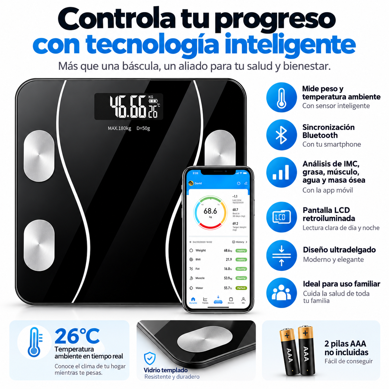 Balanza Digital Inteligente Multifuncional de Personas TL326