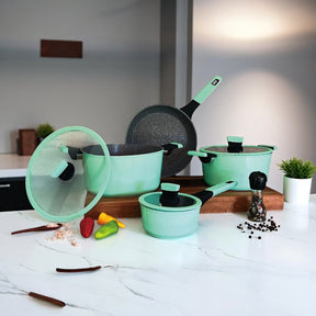 Pack Batería de Cocina Profesional KW Marble - Aluminio Mint