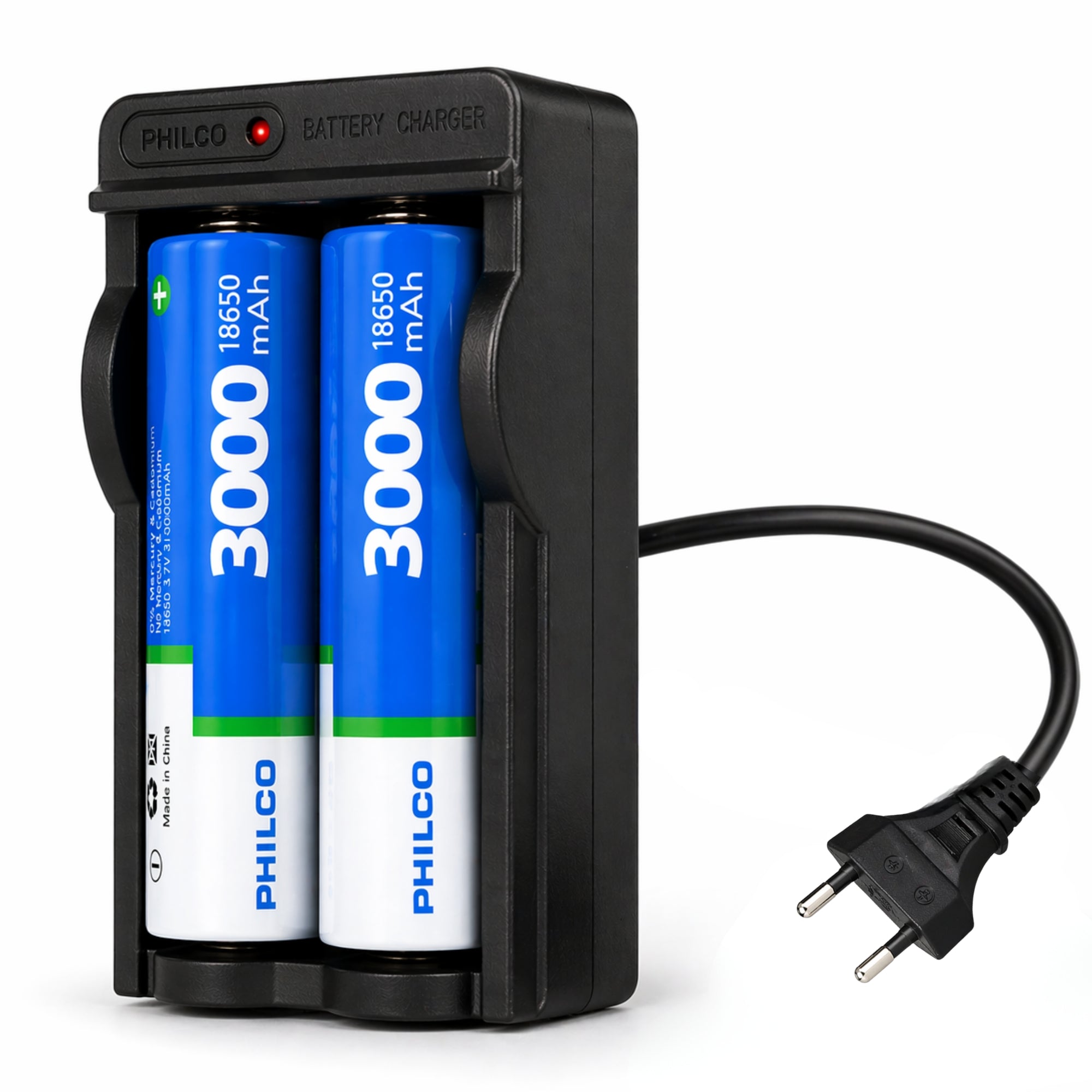Pack de 2 Baterías 18650 3.000 mAh + Cargador 220V LT15
