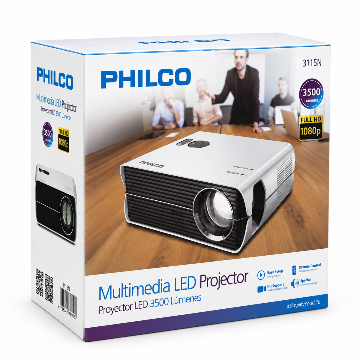 Proyector Full HD 1920*1080p 3500 Lumenes LED con HDMI / USB