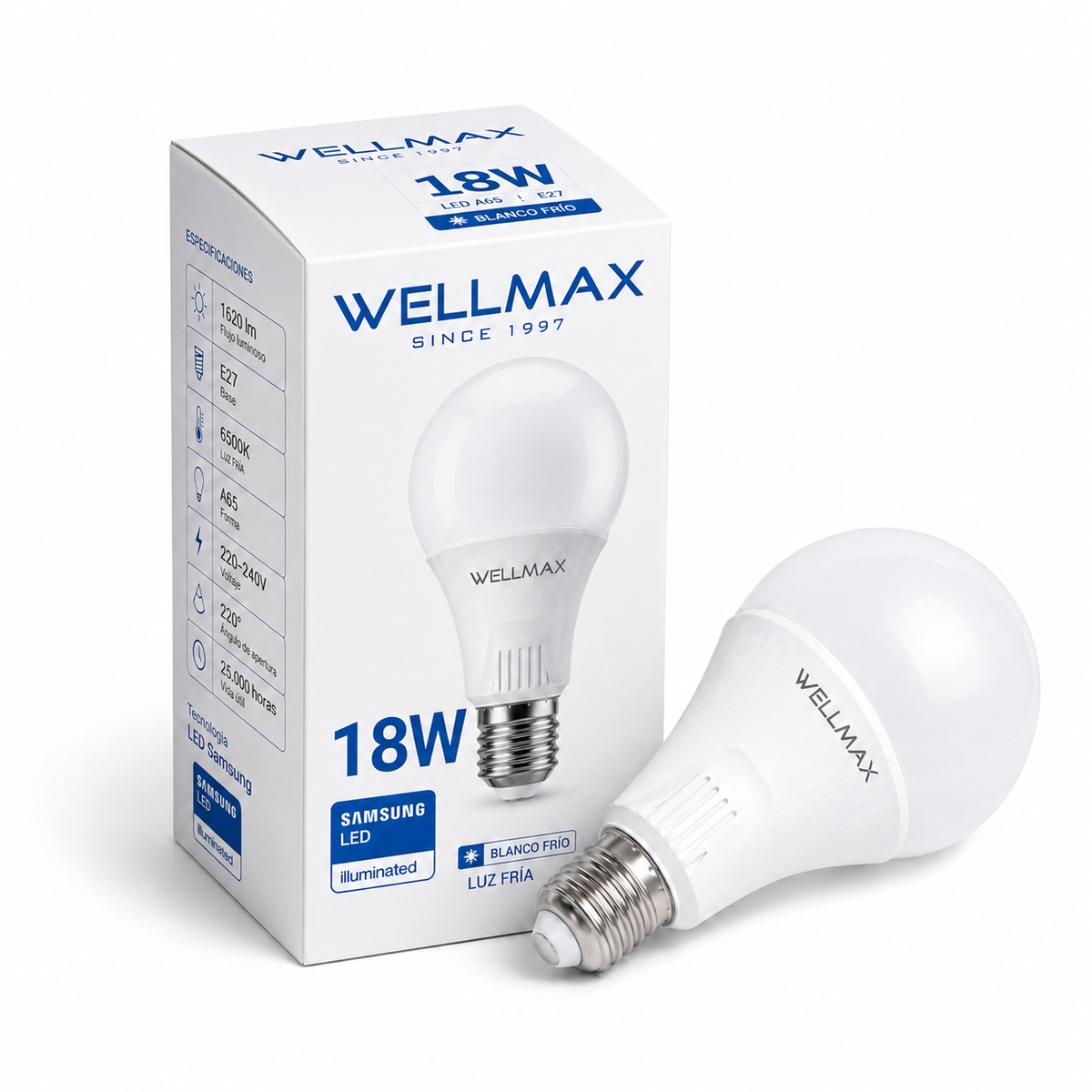 Ampolleta Led Samsung Wellmax 18W HIGH POWER LUMENS LUZ FRIA