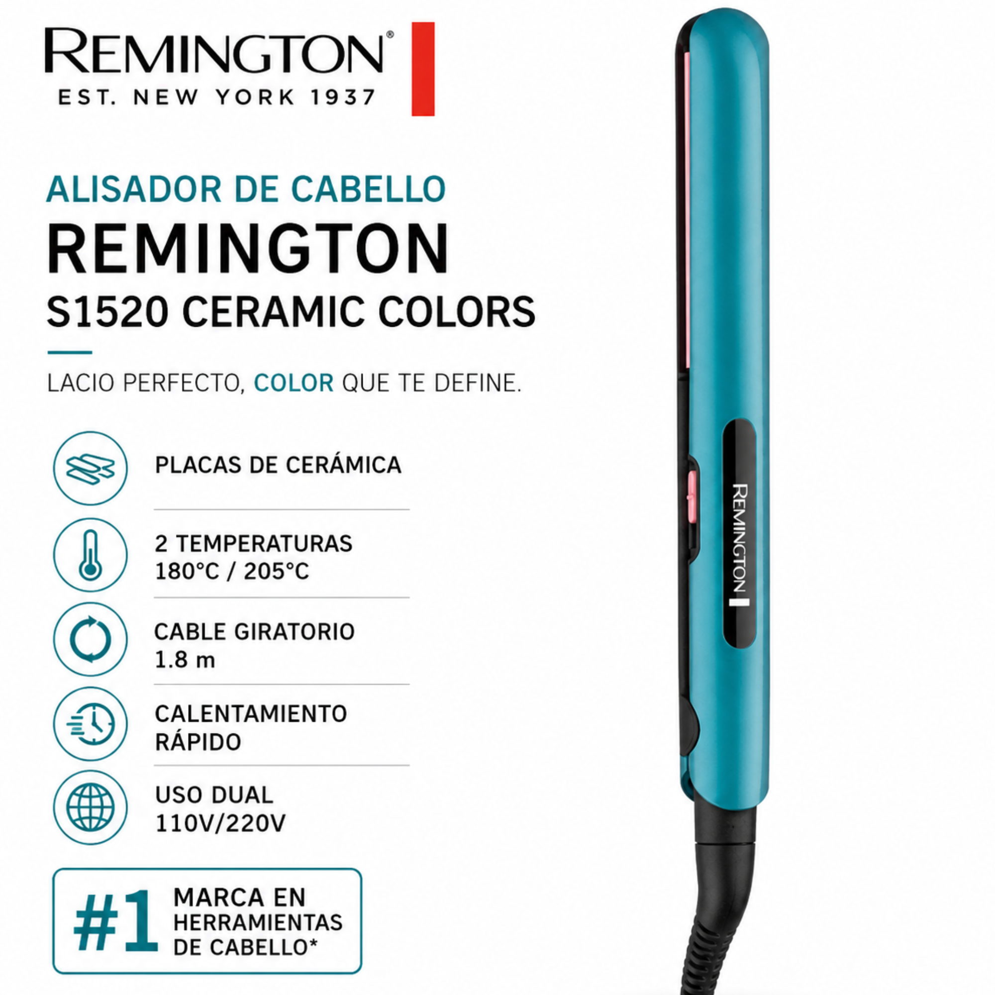 Alisador De Cabello Remington S1520 Ceramic Colors
