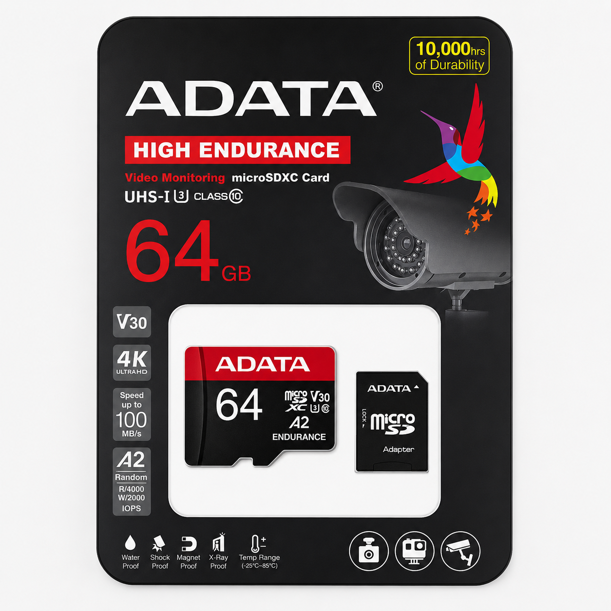 Memoria Micro SD Adata 64GB Clase 10 para 4K High Endurance