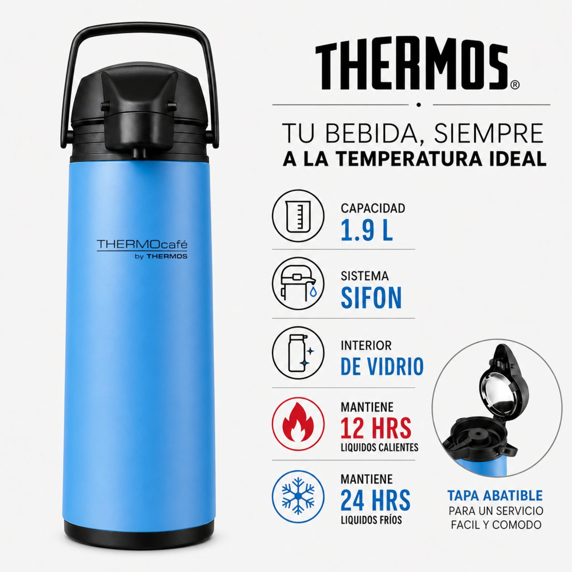 Termo Sifón de Líquidos Jado 1.9L Thermos 12H HOT & 24H Cold