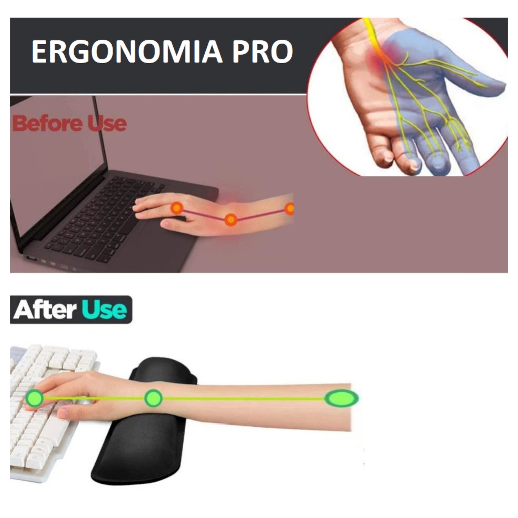 Apoya Muñecas Ergonómico de GEL para Teclado Memory Foam Pro