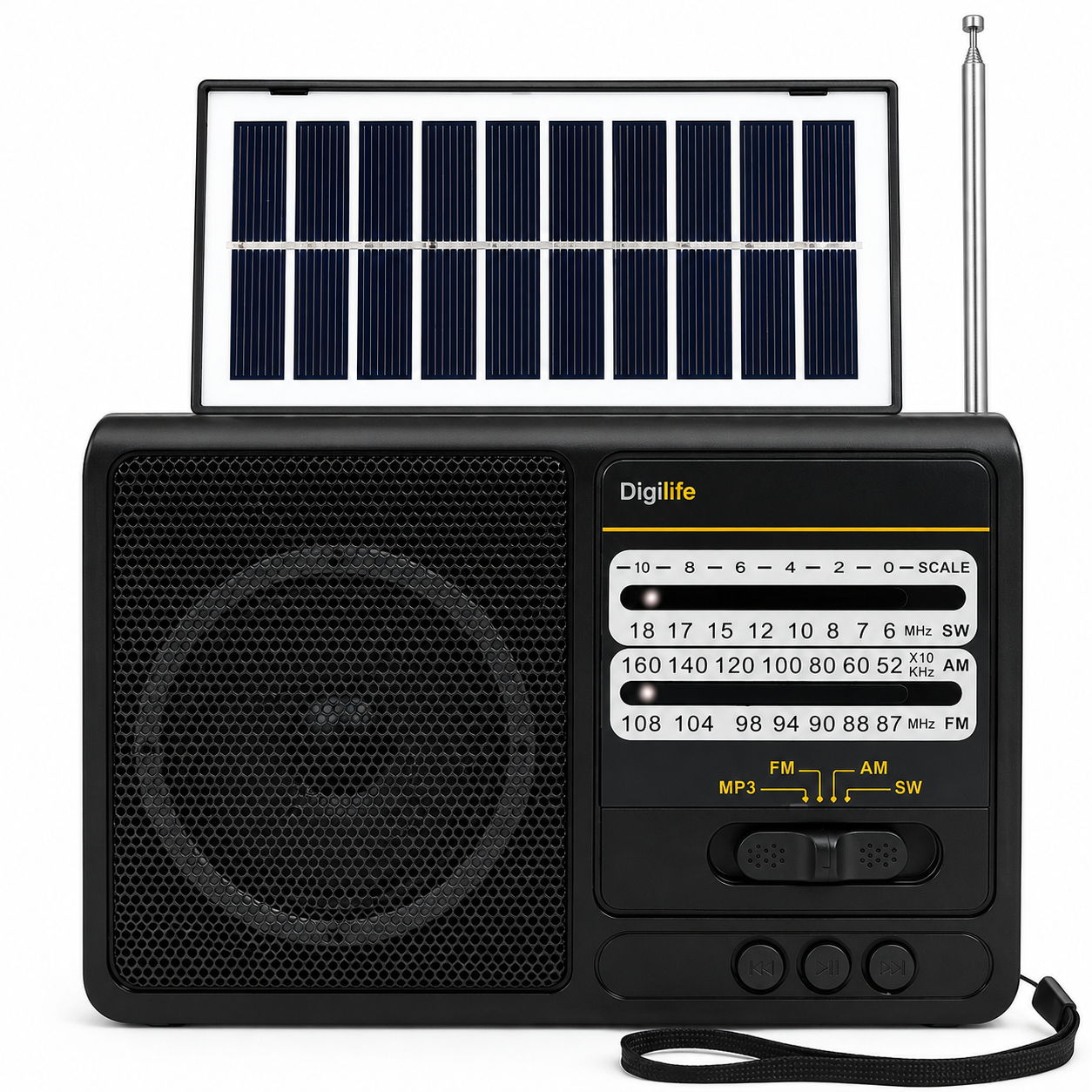Radio Solar Recargable Multibanda AM/FM/ SW/MP3/SD/ Linterna