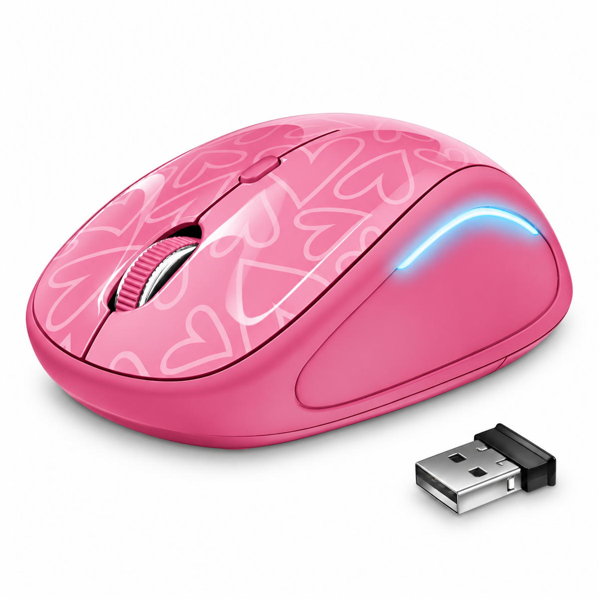 Mouse Inalambrico Rosado Retro Iluminado Rgb Trust Yvi 22336