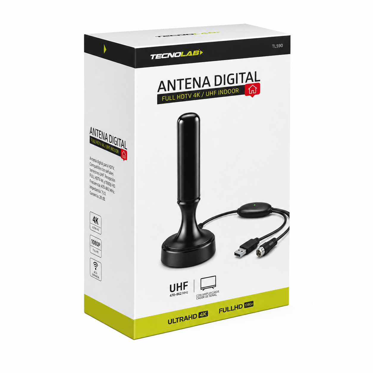 Antena de TV Digital Amplificada 5MT 4K Ultra HD / FHD TL590
