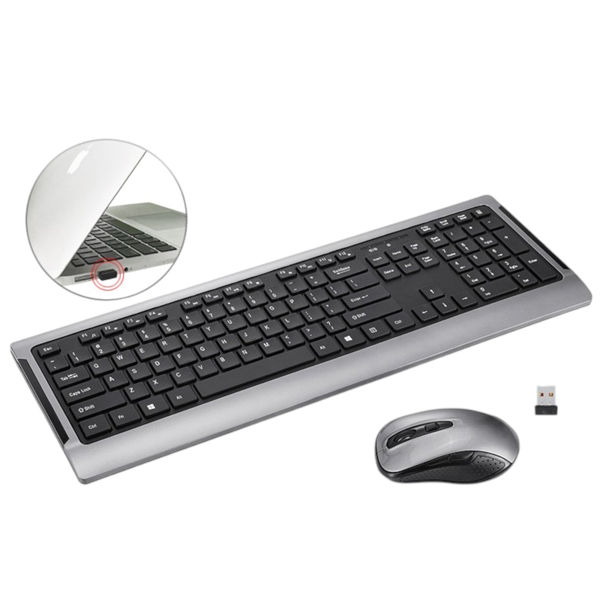 Teclado y Mouse Inalambrico Teclas Planas Tecmaster LD100