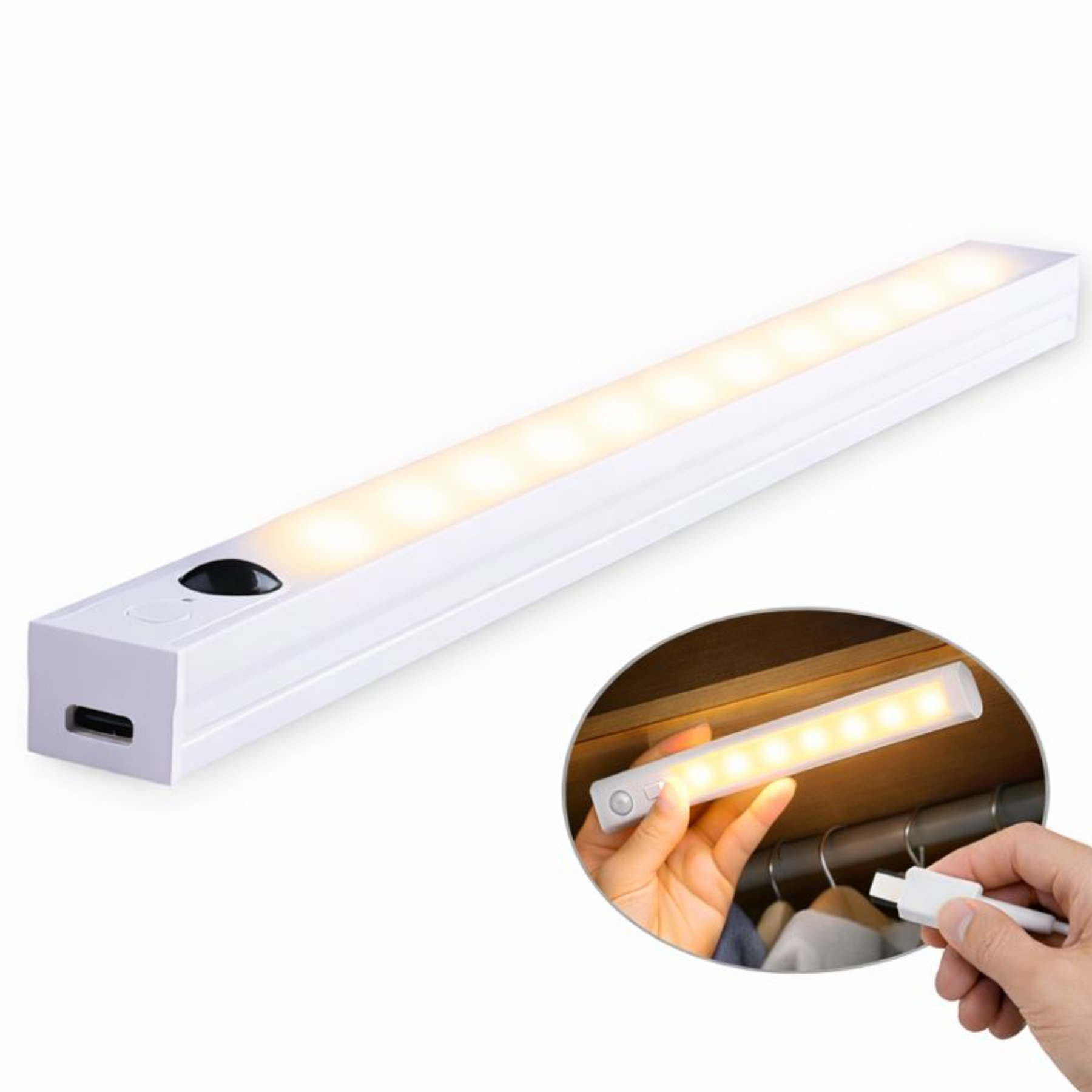 Barra LED Closet y Cocina + Sensor PIR Recargable USB-C D05