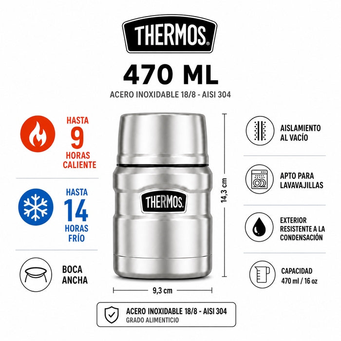 Termo de Comida Inox Thermos King  470ML Verde