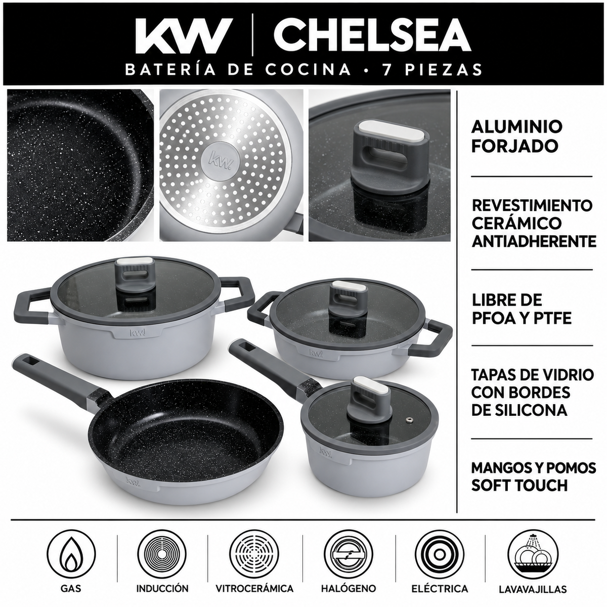 Pack Batería de Cocina Profesional KW Forged Aluminum / Ceramic